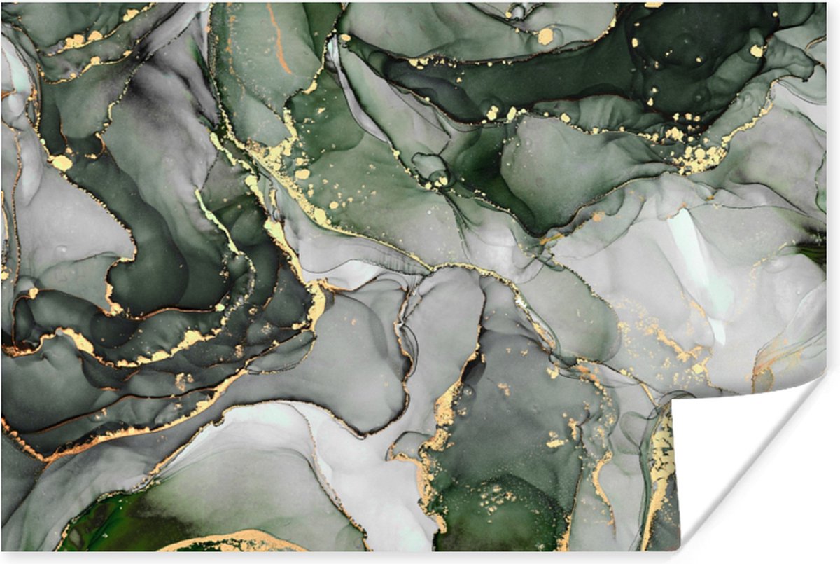 Poster Luxe - Marmer - Groen - 60x40 cm