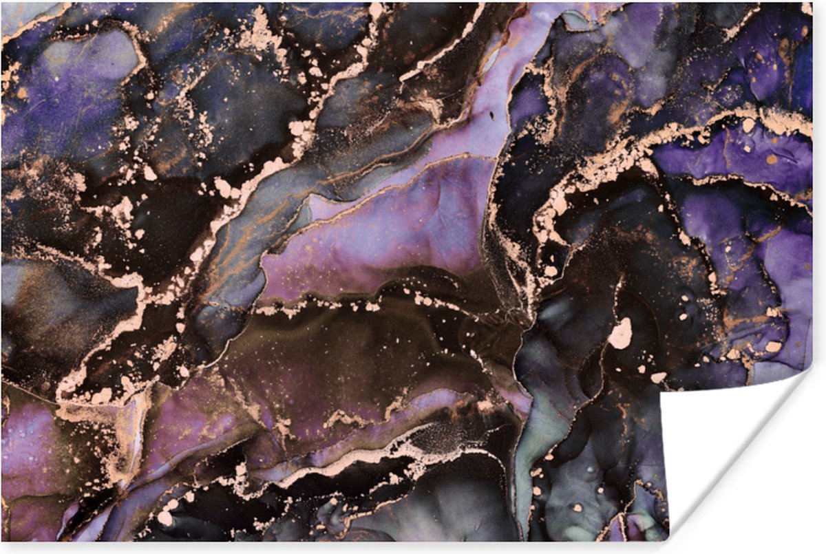 Poster Marmer - Goud - Roze - 120x80 cm