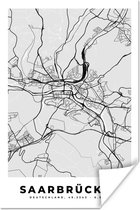 Poster Stadskaart - Kaart - Duitsland - Plattegrond - Saarbrücken - 60x90 cm