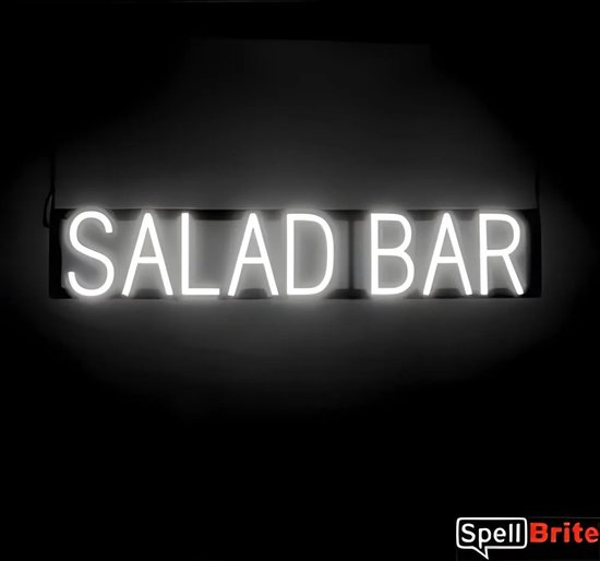 SALAD BAR - Lichtreclame Neon LED bord verlicht | SpellBrite | 87 x 16 cm | 6 Dimstanden - 8 Lichtanimaties | Reclamebord neon verlichting