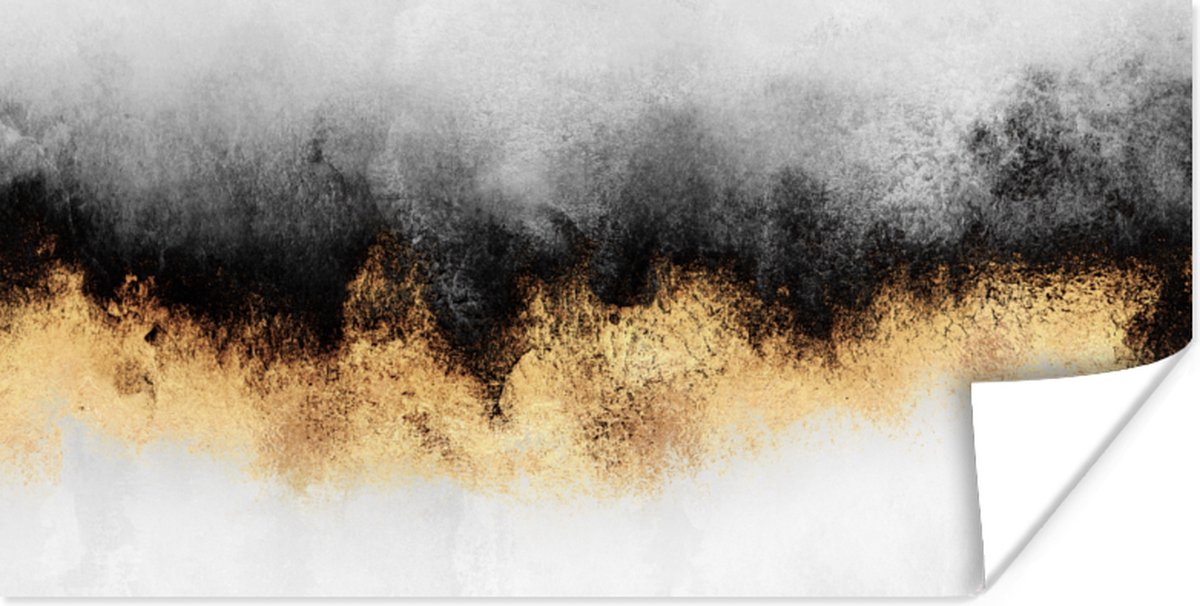 Poster Goud - Chic - Abstract - Zwart - Wit - Luxe - 120x60 cm