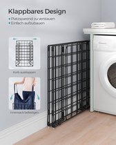 Signature Home - Wasmand 90L (48 x 33 x 58cm) - Opvouwbare wasmand - Afneembare en wasbare waszak - Metaal - Draadrek voor slaapkamer - Badkamer Wasruimte - opvouwbaar metalen draadframe Zwart-Antraciet Blauw