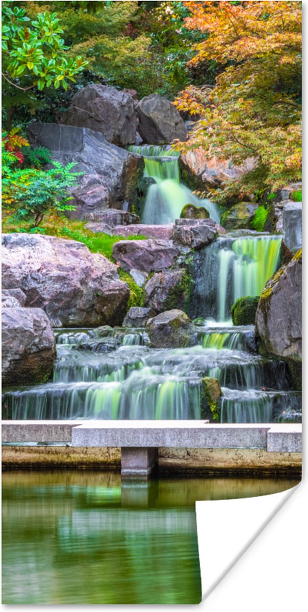 Poster Stenen - Water - Bomen - Japans - Botanisch - 40x80 cm