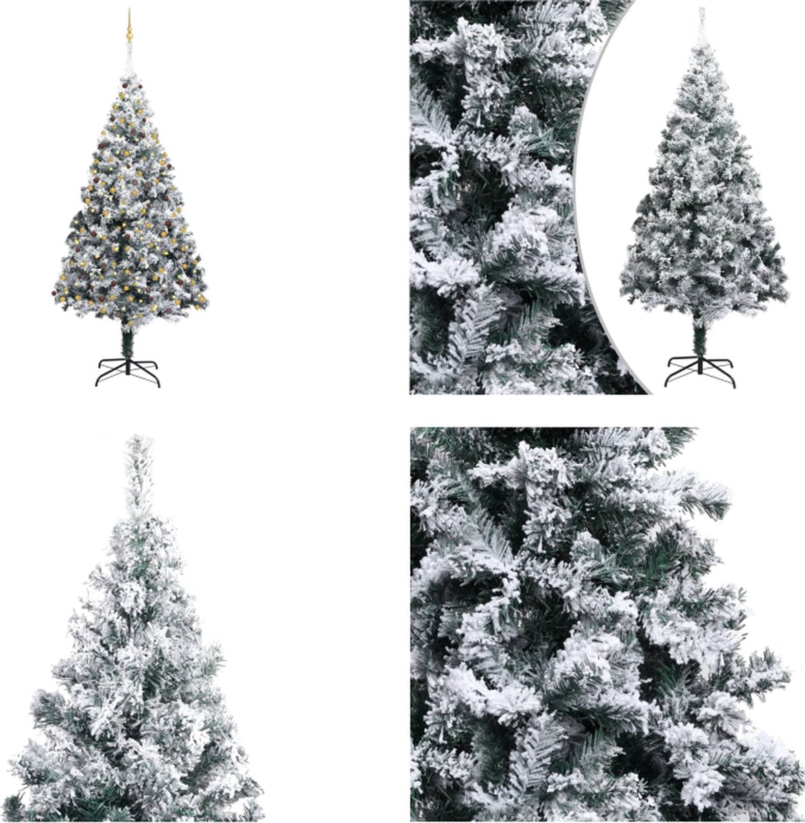 vidaXL Kunstkerstboom met LED's- kerstballen en sneeuw 300 cm groen - Kunstboom - Kunstbomen - Kunstkerstboom - Kunstkerstbomen