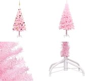 vidaXL Kunstkerstboom met LED's en kerstballen 150 cm PVC roze - Kunstkerstboom - Kunstkerstbomen - Kerstboom - Kerstdecoratie