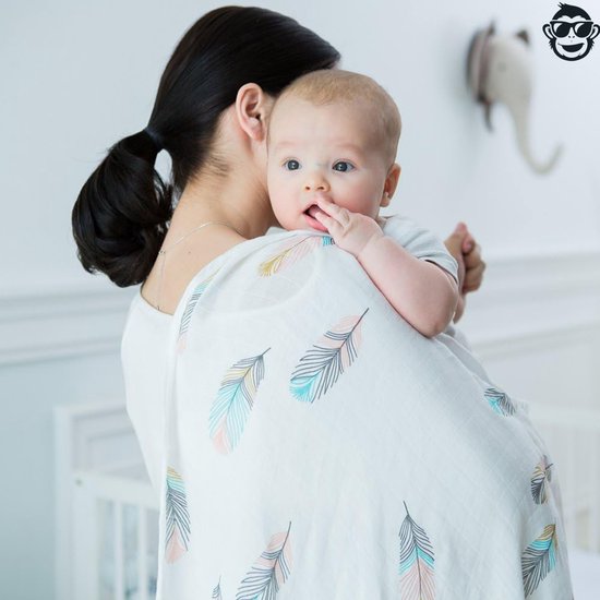 BoefieBoef XL Hydrofiele Doek 120x110cm - Zachte Bamboe Swaddle, Inbakerdoek, Mousseline Doek voor Baby's en Newborns 0 tot 12 maanden - Veer Wit - Dubbellaags, Ademend en Absorberend - Kerst en KraamCadeau - - Duurzaam - Babydeken - Roze Blauw Geel van Merkloos — afbeelding 5
