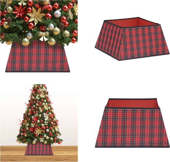 vidaXL Kerstboomrok 48x48x25 cm rood en zwart - Kerstboomrok - Kerstboomrokken - Kerstboom Rok - Kerstboom Rokken