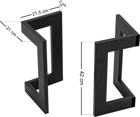 Stalen onderstel Kaskinen set van 2 tafelpoot 42x21,5x21 cm zwart