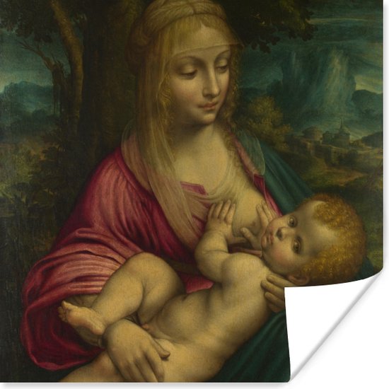 Poster The virgin and child - Leonardo da Vinci - 100x100 cm XXL
