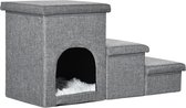 Hondentrap met 3 treden - Kattentrap - Huisdierentrap - Trapje - Opstapje - Lichtgrijs - 73,5 cm x 33 cm x 40,5 cm