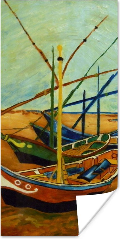 Poster Vissersboten op het strand - Vincent van Gogh - 60x120 cm