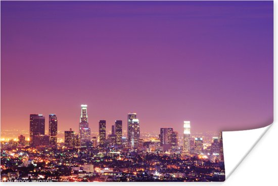 Los Angeles bij nacht Poster - Foto print op Poster (wanddecoratie)