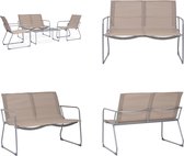 vidaXL 4-delige Loungeset stof en staal taupe - Tuinset - Tuinsets - Meubelset - Meubelsets