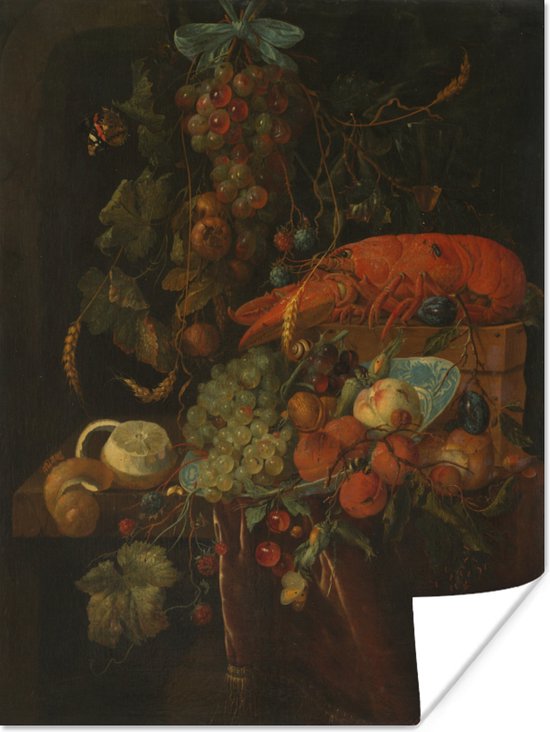 Poster Stilleven met vruchten en een kreeft - Schilderij van Jan Davidsz. de Heem - 60x80 cm