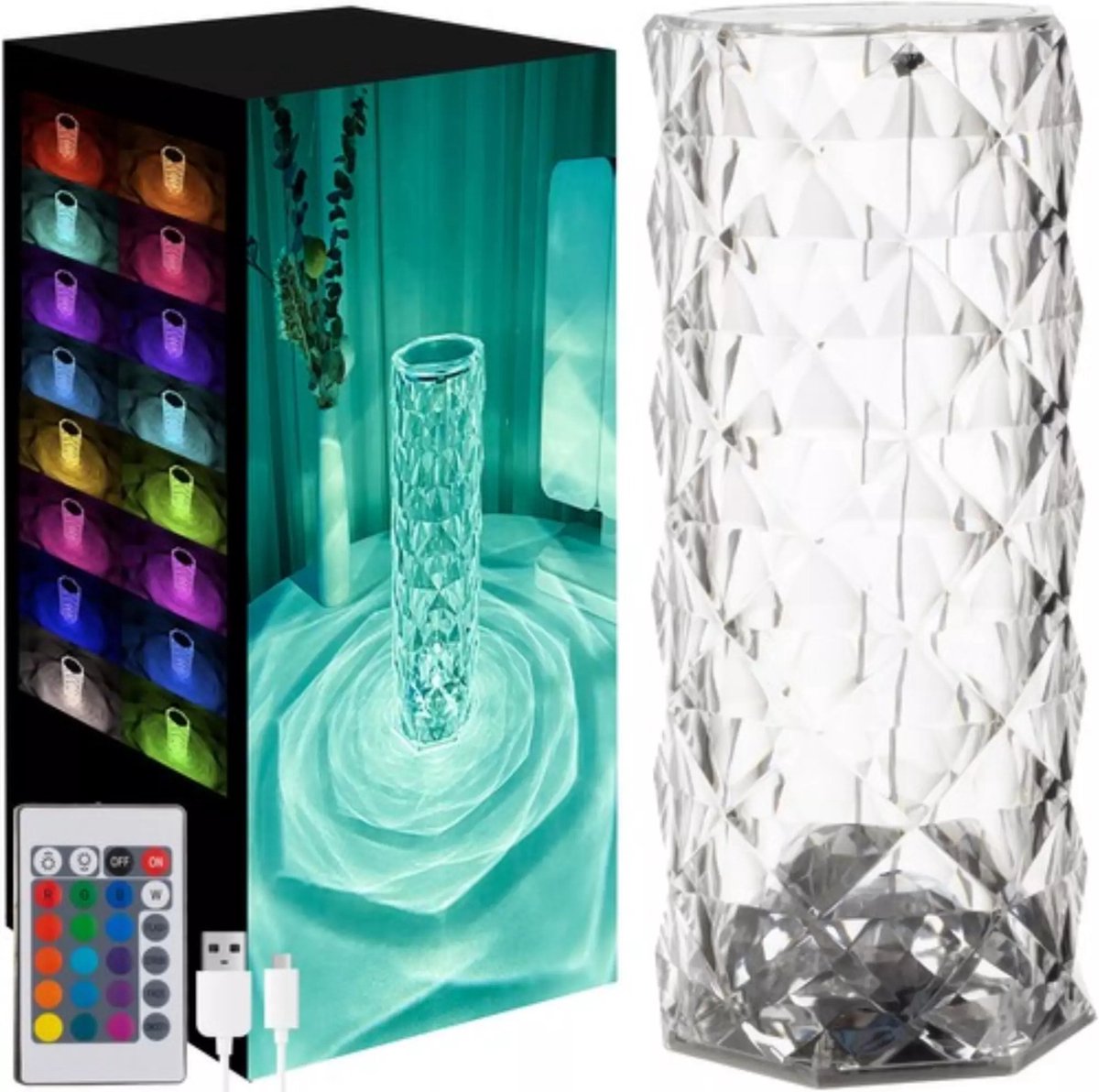 Izoxis Kristallen Lamp met Rozenprojector - Magisch Licht voor Elk Interieur