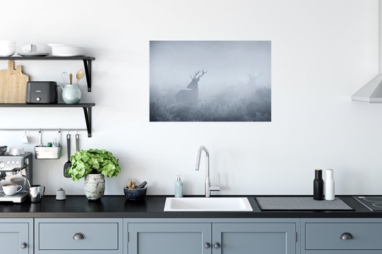 Poster Cerf dans la brume 60x40 cm - Tirage photo sur Poster (décoration murale salon / chambre) / Poster Animaux sauvages