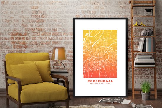 Cadre photo avec affiche - Plan de la ville - Roosendaal - Jaune - 80x120 cm - Cadre pour affiche
