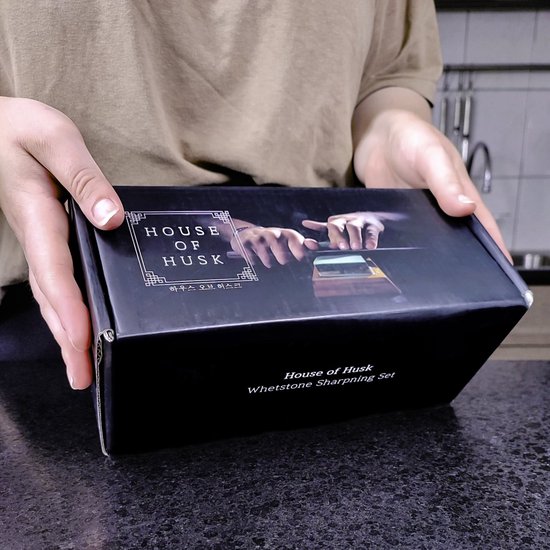 House of Husk messenslijpset verpakking, met afbeelding van slijpen.