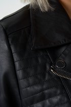 MS Mode Jas Leerlook jasje met zilveren details