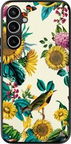 Casimoda® hoesje - Geschikt voor Samsung Galaxy S23 FE - Zonnebloemen / Bloemen - Zwart TPU Backcover - Bloemen - Geel