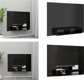 vidaXL Tv-wandmeubel 135x23-5x90 cm spaanplaat hoogglans zwart - Tv-wandmeubel - Tv-wandmeubels - Tv-wandkast - Tv-wandkasten