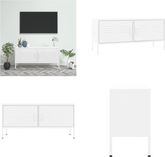 vidaXL Meuble TV 105x35x50 cm Acier Blanc - Ensemble de meubles TV - Ensembles de meubles TV - Ensemble de meubles TV - Ensembles de meubles TV