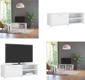 vidaXL Tv-meubel 120x34x37 cm bewerkt hout hoogglans wit - Tv-meubel - Tv-meubels - Tv-meubelen - Tv-meubilair