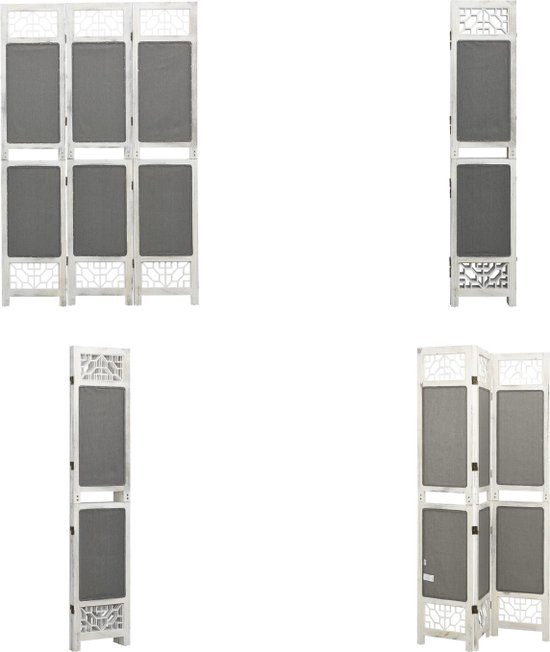 vidaXL Kamerscherm met 3 panelen 105x165 cm stof grijs - Kamerscherm - Kamerschermen - Privacyscherm - Klapscherm