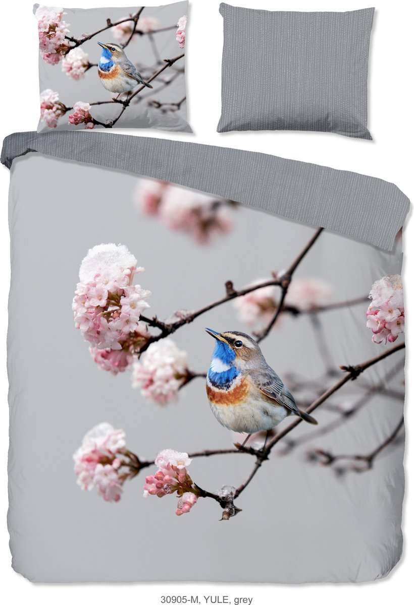 Pure dekbedovertrek blauwborst vogel - Lits jumeaux 240x200/220 cm - Grijs - Microvezel Grey