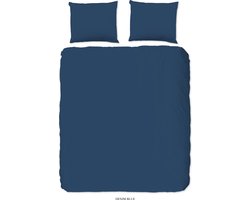 Good Morning dekbedovertrek effen kleur - Lits jumeaux 240x200/220 cm - Denim - 100% Katoen renforce