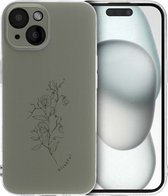 iMoshion Hoesje Geschikt voor iPhone 15 Hoesje Siliconen - iMoshion Design hoesje - Meerkleurig / Floral Green