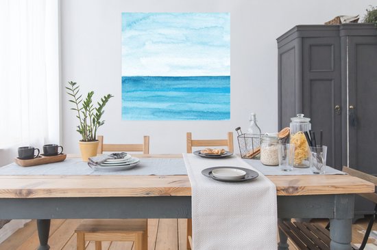 Affiche Mer - Aquarelle - Blauw - 100x100 cm XXL