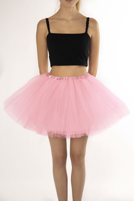 KIMU® Tutu Lichtroze Tule Rokje - Maat 98 104 110 116 - Roze Petticoat Rok Peuter Kleuter - Ballet Turnpakje Meisje Prinses Fee Blacklight Festival