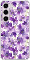 Casimoda® hoesje - Geschikt voor Samsung Galaxy S23 Plus - Floral Violet - Shockproof case - Extra sterk - TPU/polycarbonaat - Paars, Transparant