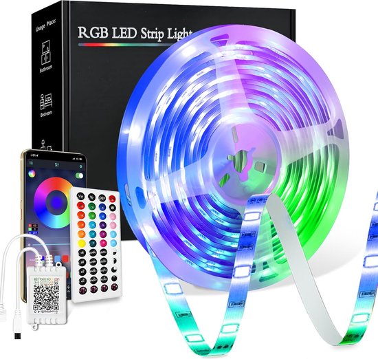 Bluetooth RGB LED Strip Verlichting App Controle Flexibele Smart Led Strip, RGB Kleurverandering Muziek Timing Led Strip Licht, ideaal voor woondecoratie, sfeerverlichting