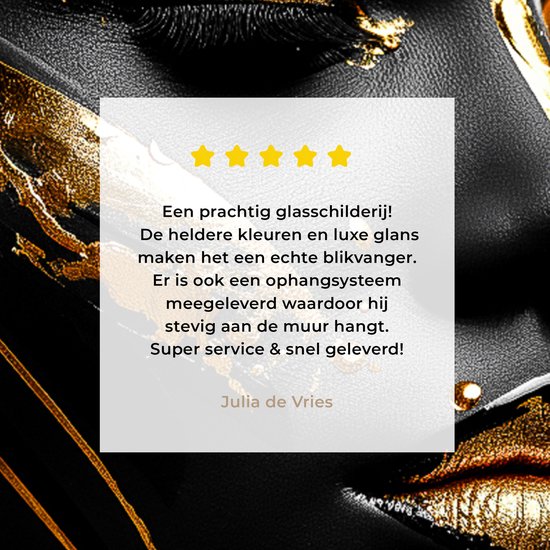 MuchoWow® Peinture sur verre 20x20 cm - Peinture sur verre acrylique - Femme - Or - Zwart - Portrait - Moderne - Abstrait - Photo sur verre - Décoration murale salon - Décoration murale chambre - Peintures