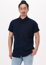 Dstrezzed Shirt Button Down S/s Melange Pique Heren - Vrijetijds blouse - Blauw - Maat S