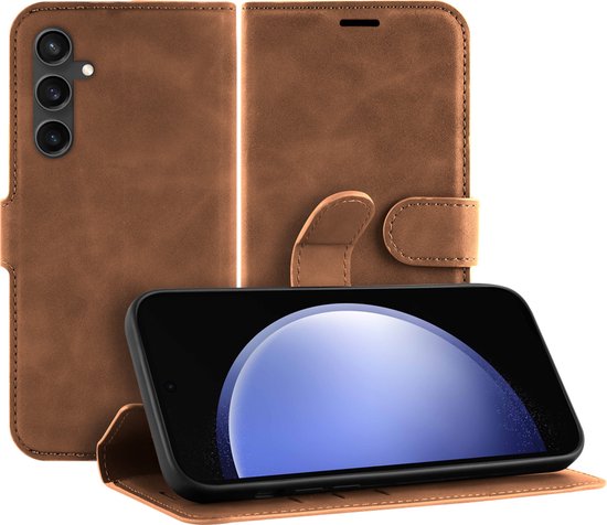 Bookcase hoesje Samsung Galaxy S23 FE - Just in Case - Marron uni - Simili cuir