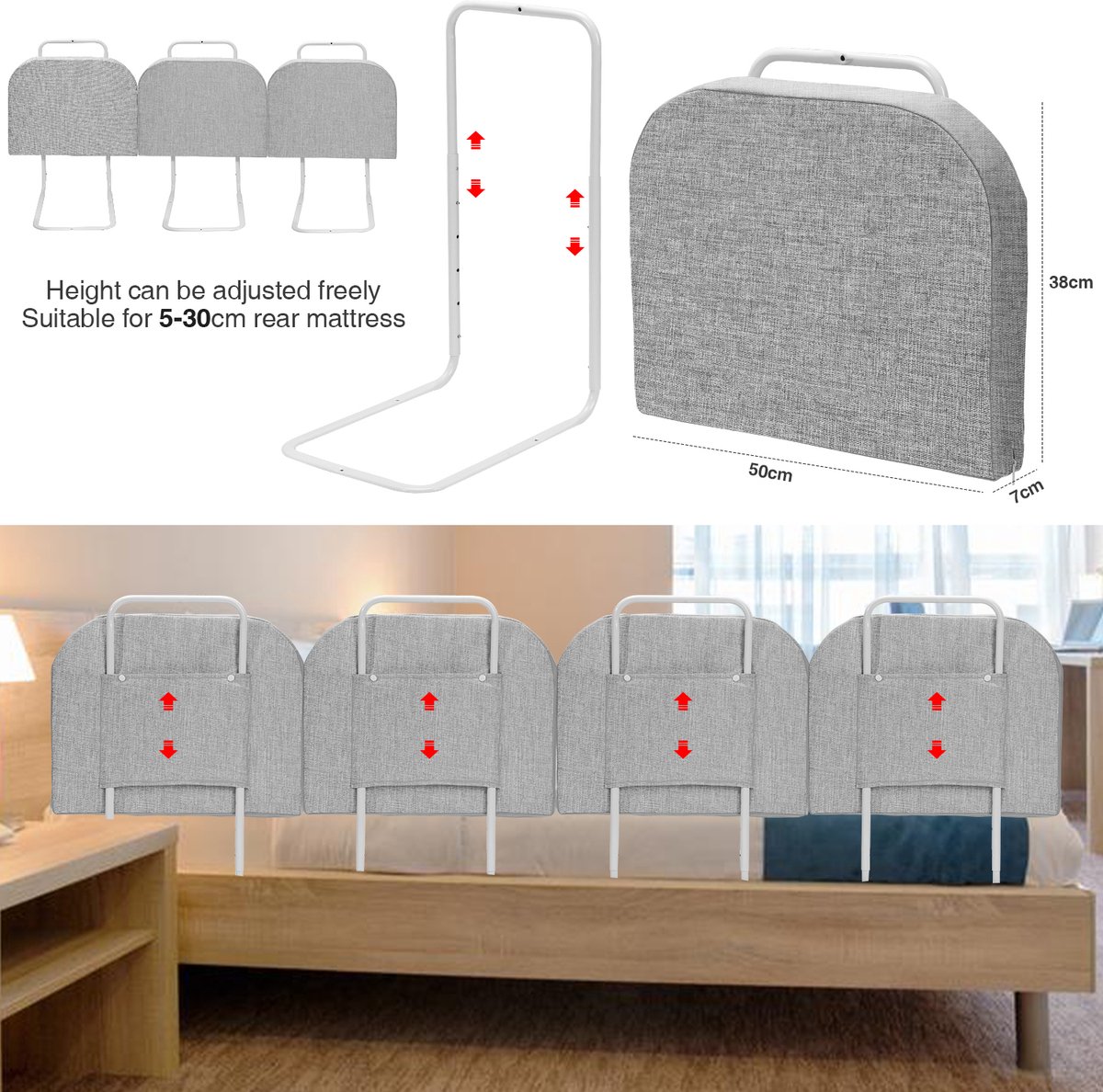 NEWFUN Bedhekje voor senioren, stangen voor senioren, bedhekje voor