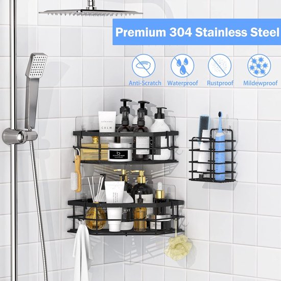 RRX Badkamerplank opbergorganizer, badkamerplank 3-laags verstelbare laag bamboe organizer met bar, hangend, vrijstaand boven toiletplanken (beige