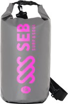 SEB Drybag 10 liters Grey - Neon Pink | waterdichte tas - dry bag - peddelen - kajak - kano - 10L