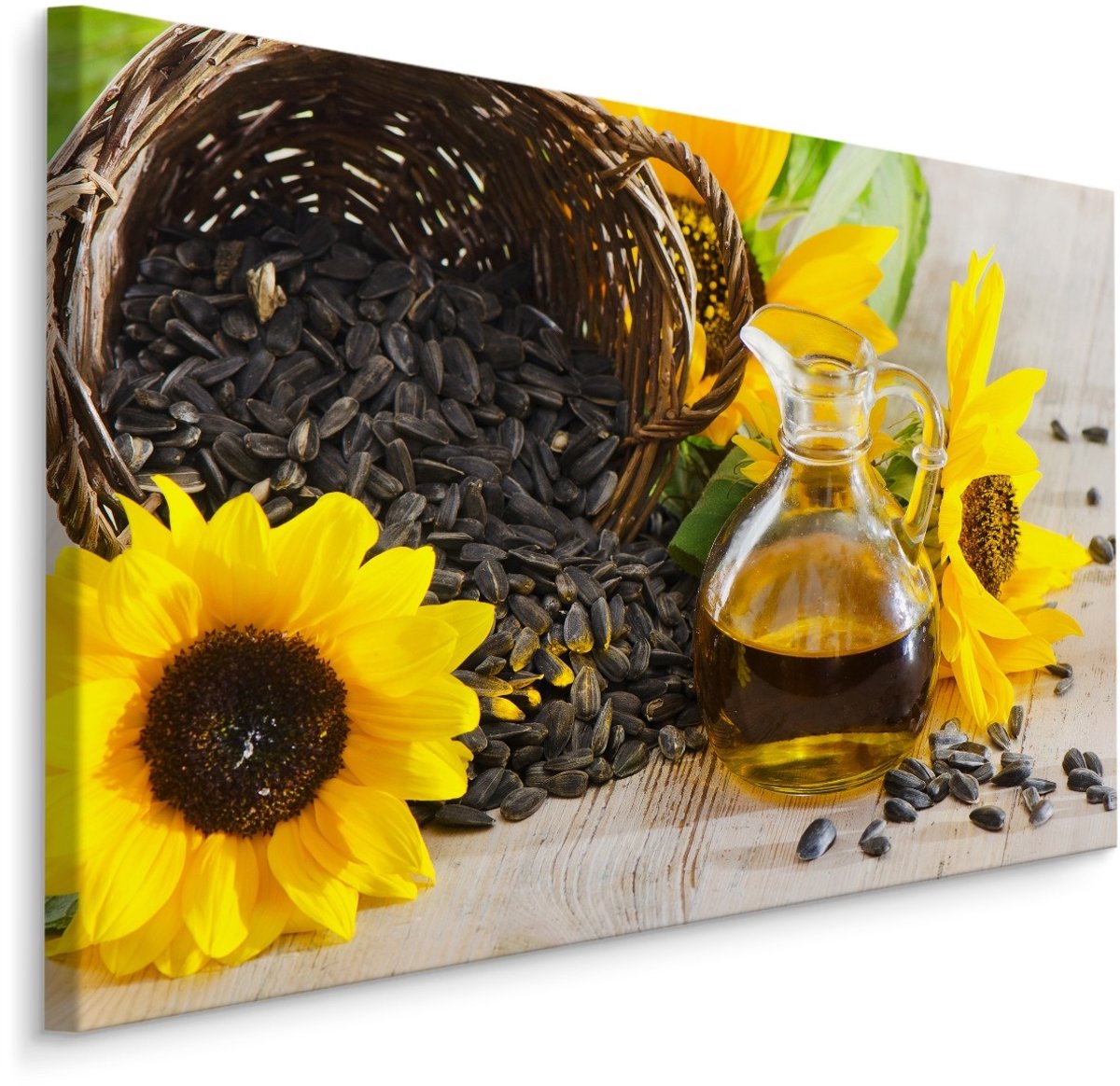 karo-art Schilderij Zonnebloem en olie II, multi-gekleurd, wanddecoratie Multikleur