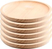 Houten bord rond - houten bord - vleesbord - pizzabord - snijplank - grenen - set van 6 - 20 cm