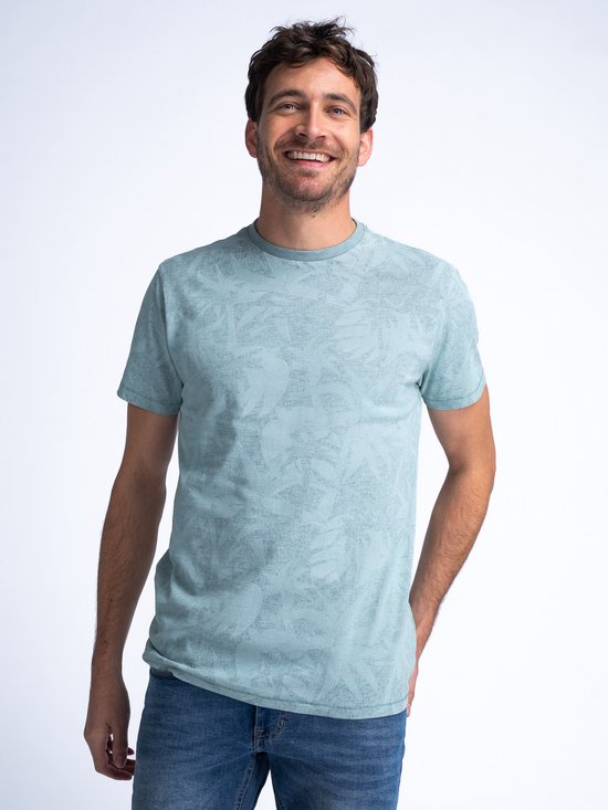 Petrol Industries - Heren Tropisch T-shirt Lowside - Blauw - Maat XS