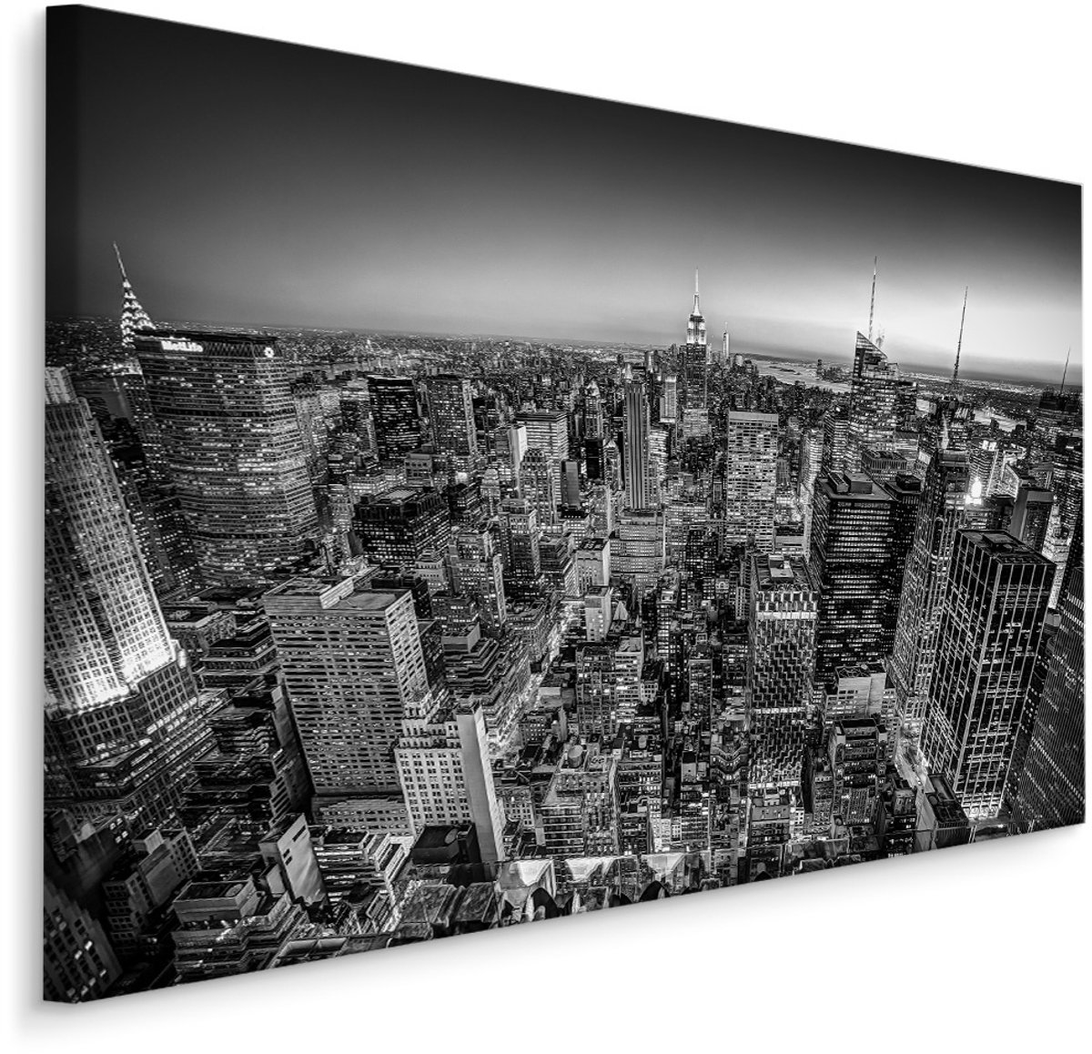 karo-art Schilderij - Overzicht over Manhattan in zwart wit , Wanddecoratie , Premium print Multikleur
