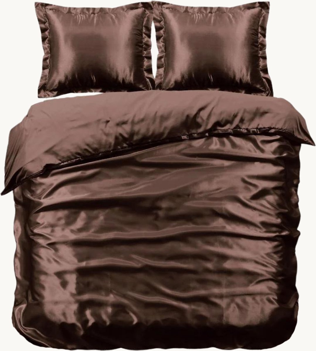 Y-NOT - Satijn uni - Dekbedovertrek - Polyester - Eenpersoons - 140X200/220 cm - Bruin