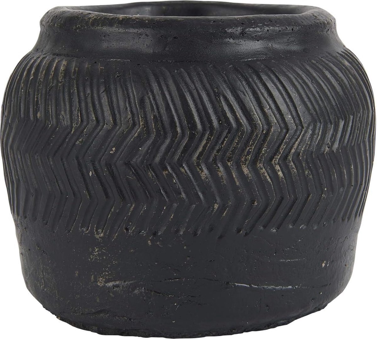Ib Laursen - Bloempot Ceasar - Zwart cement - Handgemaakt - Uniek