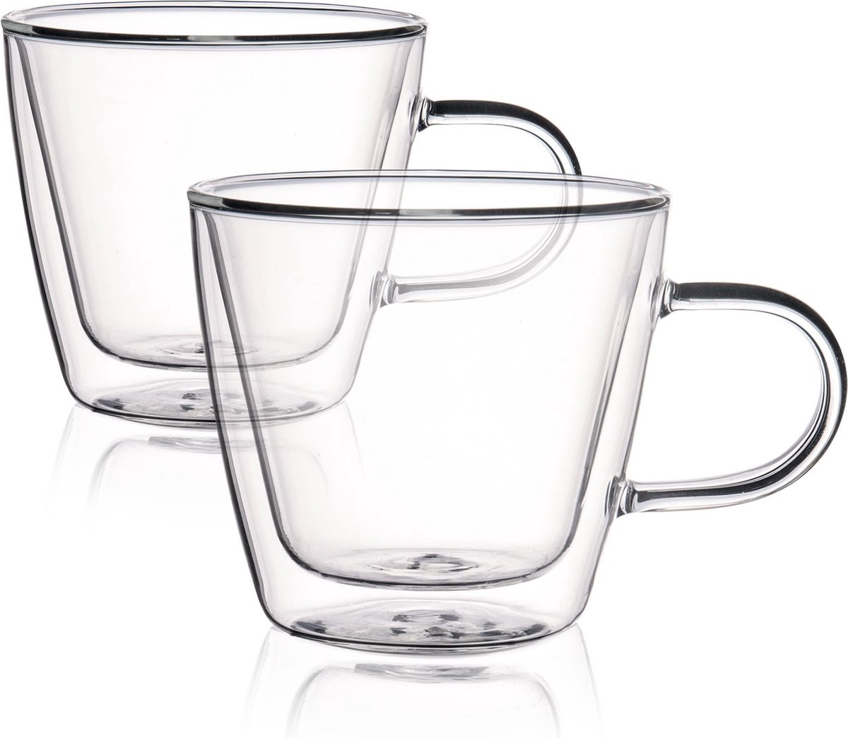 HOMLA Cembra dubbelwandig glas - set van 2 mokken - voor koffie thee latte macchiato cappuccino - vaatwasmachinebestendig hoogte 9 cm hoog 0,28 l inhoud