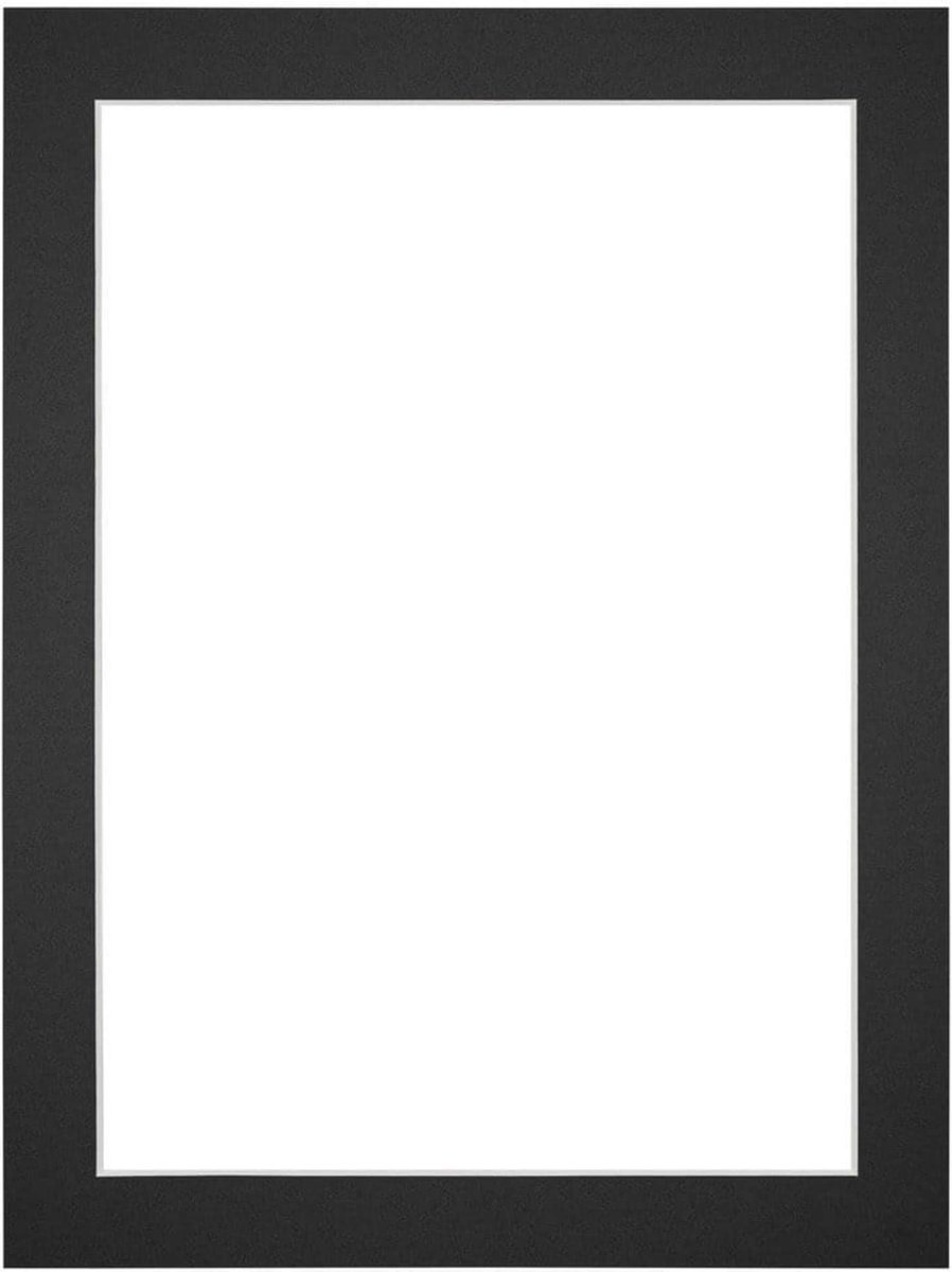 Passe-Partout Fotomaat 12x18 cm - Lijstmaat 18x24 cm - Zwart - Museumkarton - Fotolijst niet inbegrepen