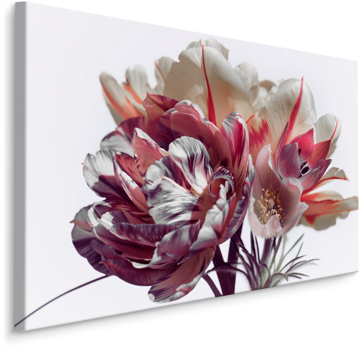 karo-art Schilderij - Boeket kleurrijke bloemen, premium print Multikleur